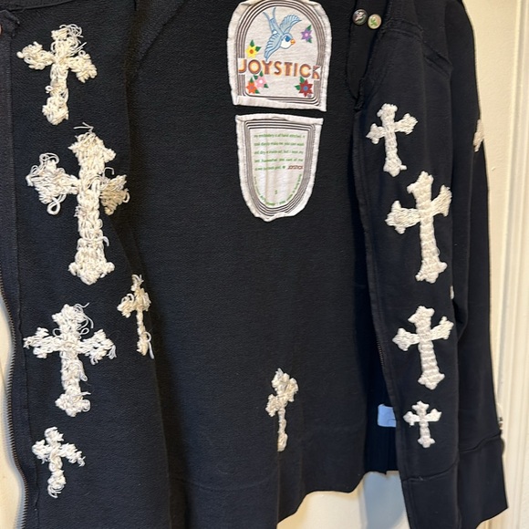 Joystick Johnny Was Size Small Black - Cross Embroidered Stitch Full Zip Jacket - Picture 4 of 9